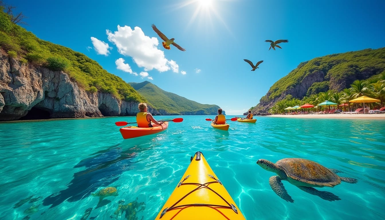 Tour en kayak à la découverte des plages de la baie de Deshaies